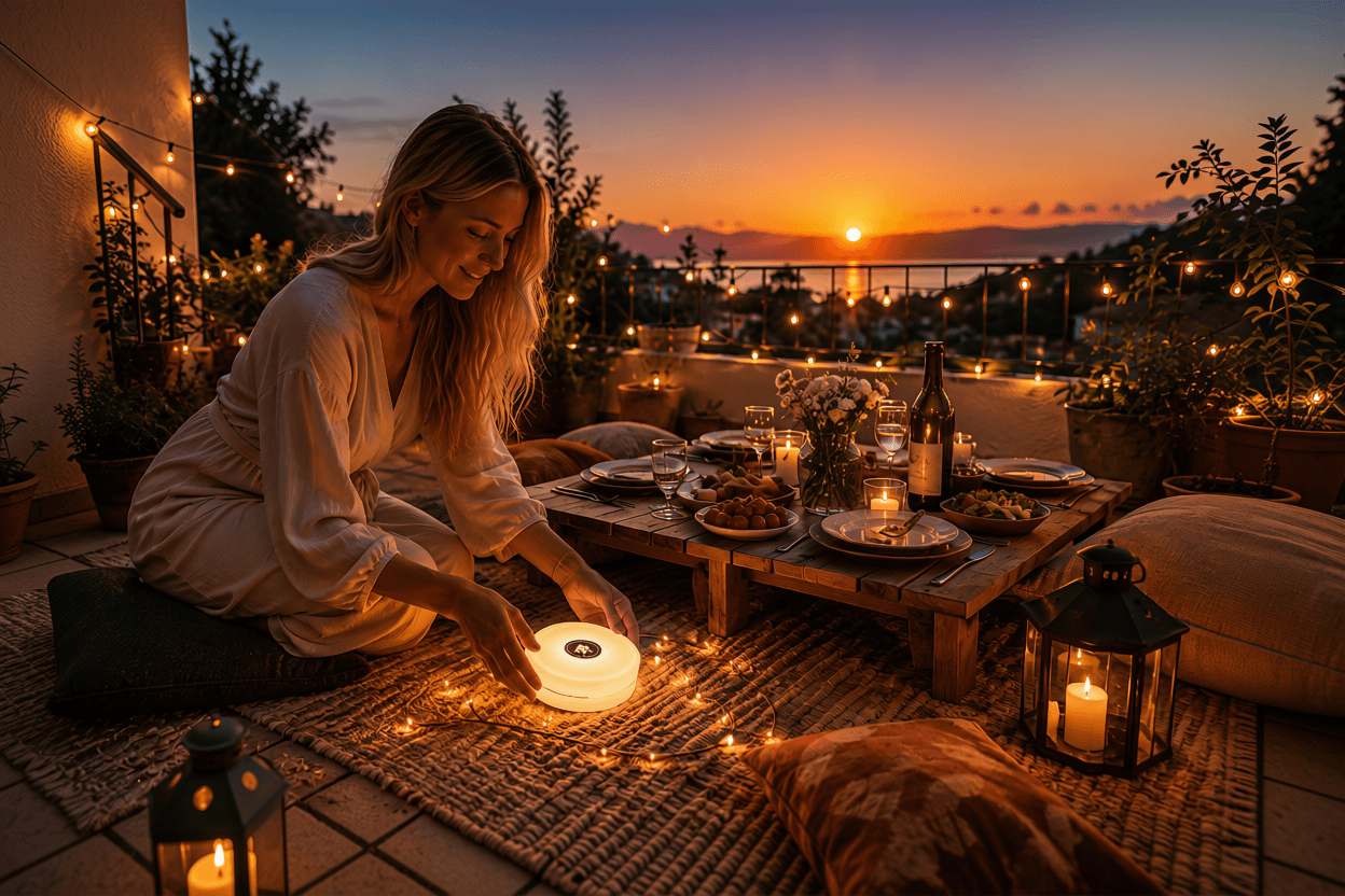 Lampe Nomade LED 4-en-1 Oria Rivea™ | Camping, Terrasse, Vanlife & Demande en Mariage