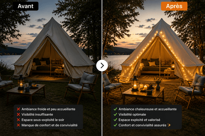 Lampe Nomade LED 4-en-1 Oria Rivea™ | Camping, Terrasse, Vanlife & Demande en Mariage